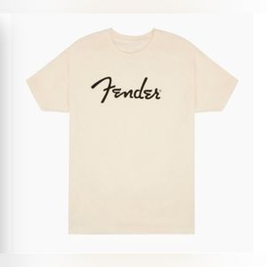 SOLD🎸 Fender Tee/ Olympic White w/ Black "Spagetti" Logo/ Medium